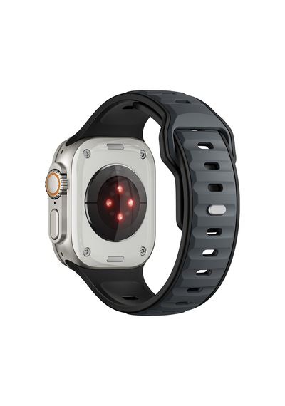 Kilifone - Apple Uyumlu  Watch Ultra 49mm - Kordon Silikon Kordon Strap Kayış - Krd-135 - Midnight Blue-siyah - T36089