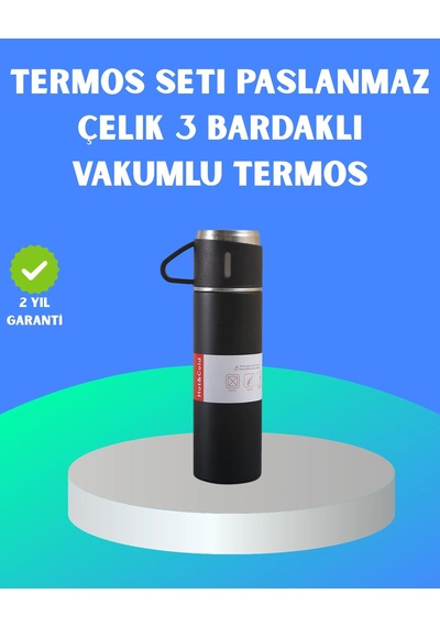 304 Çelik Termos Seti 2 Bardaklı, 500 Ml, Uzun Süre Isı Koruma Renkli