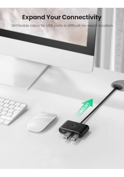 Ugreen 20290 4 Portlu Usb 3.0 Çoklayıcı Hub. Siyah. 50Cm