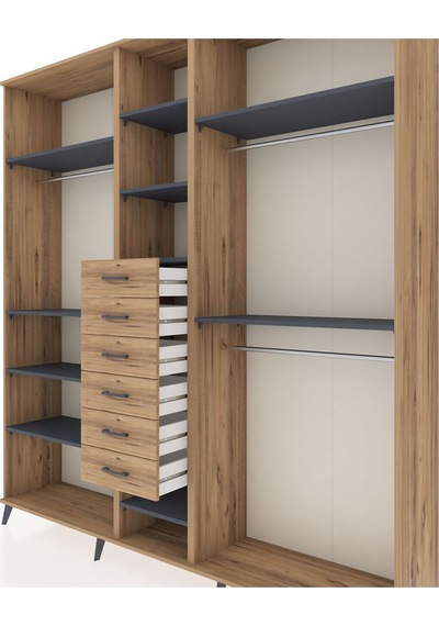 Hyperion Dolap 10 Raflı 6 Çekmeceli 3 Askılı 220x44x243 Çam-antrasit/çam Çok Renkli Hyperion Dolap 10 Raflı 6 Çekmeceli 3 Askılı 220x44x243 Çam-antrasit/çam Çok Renkli