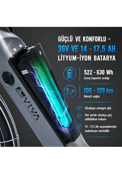 Asvıva Asvıva B12 28 Jant Elektrikli Şehir Bisikleti Li-ıon Akü 36v/14 Amp Gri