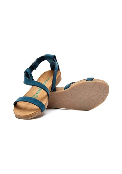 Comfortfusse Grady - Kadın Ortopedik Hakiki Deri Sandalet Lacivert Nubuk Deri