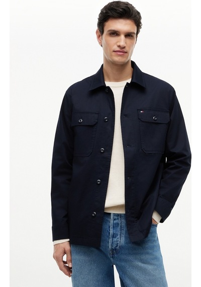 Tommy Hilfiger Cotton Blend Shırt Jacket Erkek Mavi Mont - Mw0mw43471