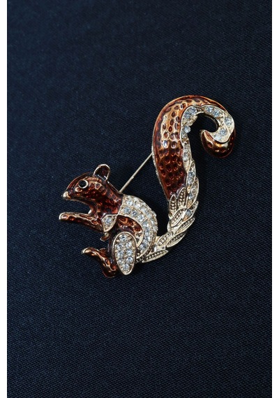 Zirkon Taşlı Sincap Broş. Yaka İğnesi Kelebek Broş. Taşlı Broş. Kadın Broş, Erkek Broş. Sincap Broş. Gold