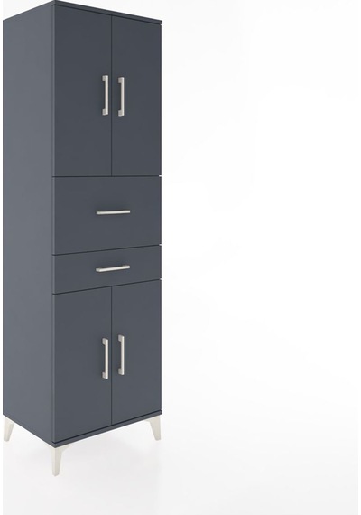 Hyperion Dolap 4 Raflı 2 Çekmeceli 4 Kapaklı 60x44x195 Antrasit-antrasit Antrasit