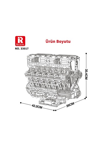Reobrix 33017 V12 Motor Yaratıcı Yapı Blok Seti Building Blocks V12 Engıne - 4719 Parça