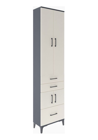 Arges Dolap 5 Raflı 3 Çekmeceli 4 Kapaklı 60x30x243 Antrasit-aytaşı Antrasit