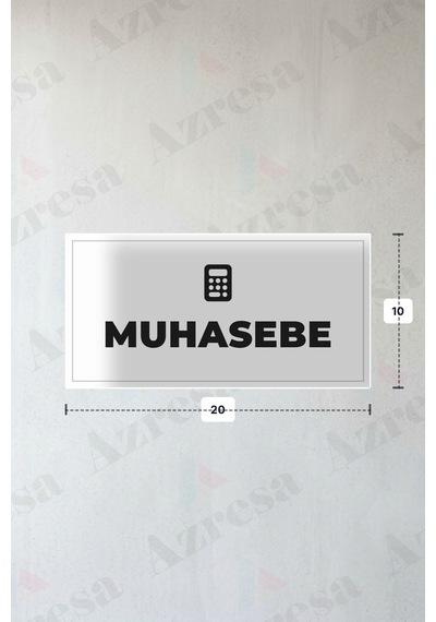 Muhasebe Yazılı - Metal - Beyaz Renk - Kapı İsimliği - 20x10 Cm