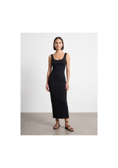 Dilvin 91733 Bra-free Midi Elbise-siyah-16505