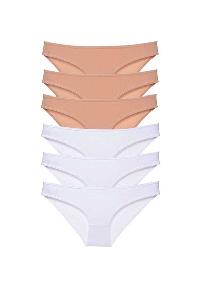 6 Adet Süper Eko Set Likralı Kadın Slip Külot Ten Beyaz Standart