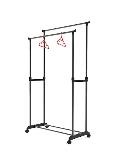 Porsima Perillas 18004 Shore Duo Tekerlekli Metal Askılık Siyah