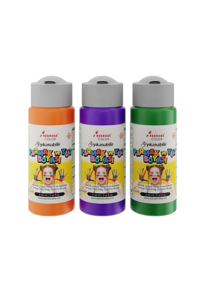 Yeşil, Mor, Turuncu Parmak Boyası 3'lü Set 3x60 Ml Diğer