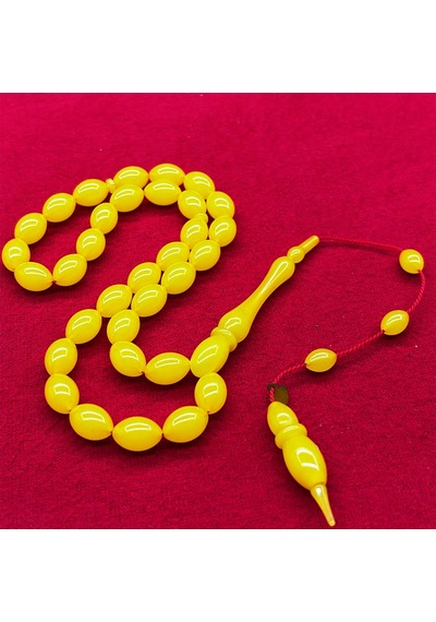 Tesbih Pasajı Usta İşçilikli Limon Sarısı Ateş Kehribar Tesbih