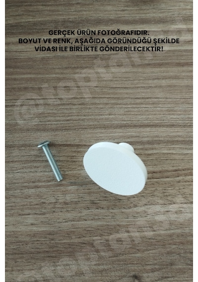 15 Adet - Beyaz Geniş Düğme Kulp - Modern Ve Şık Dolap, Gardırop, Şifonyer, Komodin Ve Çekmece Kulpu Vida Dahil Sarı