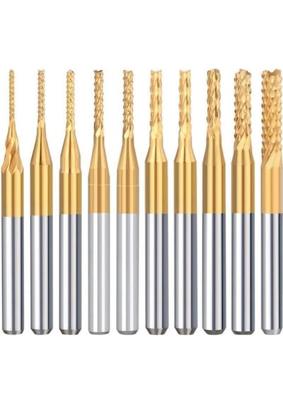 Titanyum Kaplı Tungsten Çelik Cnc Freze Pcb Kesici 0,5 - 3,175mm