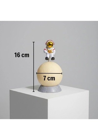 Buffer 3d Ay Üzerinde Astronot Led Gece Lambası Dokunmatik 10 Renk Değiştiren Dekoratif Çocuk Oda Çok Renkli