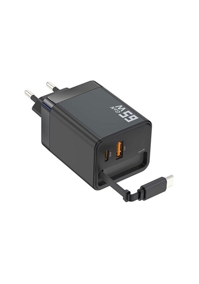 65w Süper Hızlı Şarj Cihazı Dahili Type-c Kablo Usb-c & Usb-a Çıkış Çoklu Cihaz Desteği