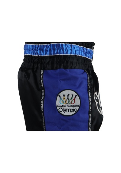 Dragondo Mt3018 Muaythai Şortu Nakışlı Muay Thai Şortu Mavi - Siyah