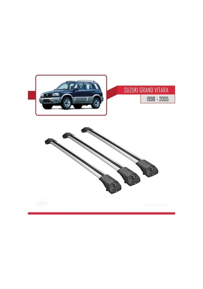 Suzuki Grand Vitara 1998-2005 Arası İle Uyumlu Ace-1 Ara Atkı Tavan Barı Gri 3 Adet Bar