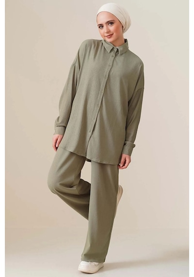 Hiccup Bdart Oversized Gömlek & Pantolon Takım Adaçayı Yeşili