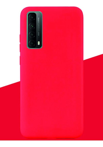 Huawei P Smart 2021 Kılıf Kamera Korumalı Silikon Rubber Arka Kapak Kırmızı