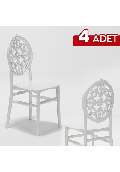4 Adet Venüs Mutfak Balkon Sandalye-Beyaz