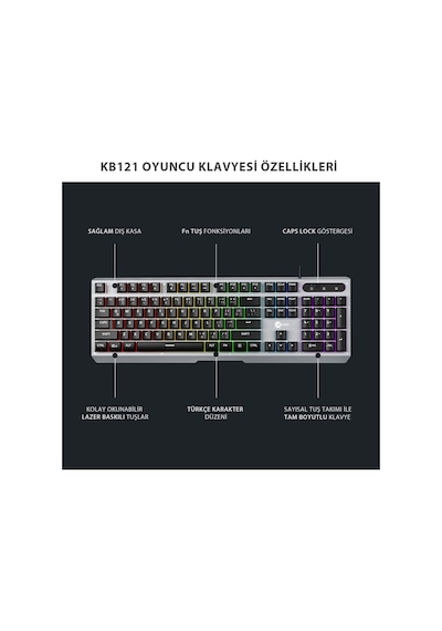 Lecoo KB121 Kablolu Rainbow Membran Oyuncu Klavyesi