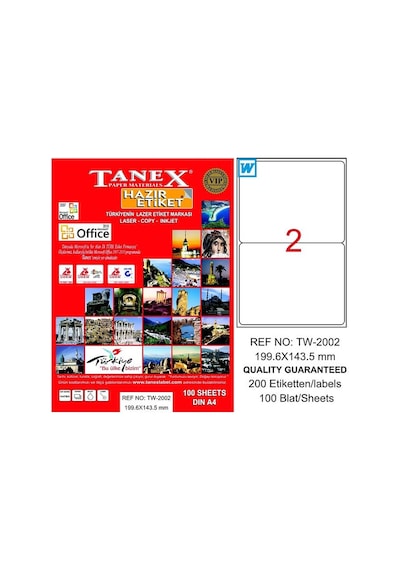 Tanex 2002 Laser Etiket 199x143mm 2x100 200 Adet Diğer