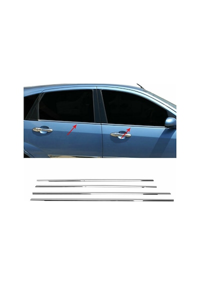 Ford Focus 1 Sw Krom Cam Çıtası Tk 1998-2005 4Prç Paslanmaz Çelik N11.4138