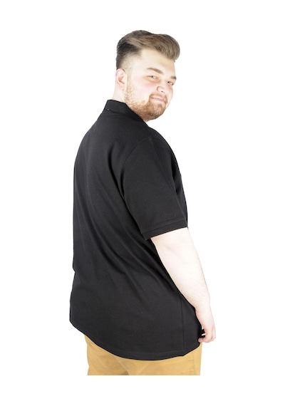Mode Xl Battal Beden Erkek Tshirt Polo Yaka Nakışlı Klasik Pike 20553 Siyah 001
