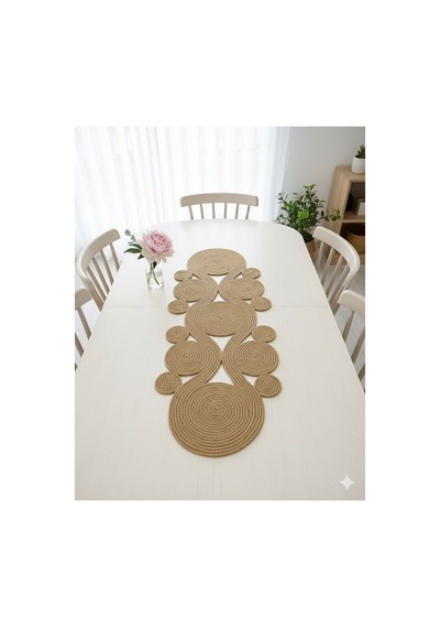 Jüt, Hasır,sarmal Model, Dekoratif Masa Örtüsü, Runner 40x110 Cm, Sehpa Örtüsü, Bohem Tarzı Hasır Hasır