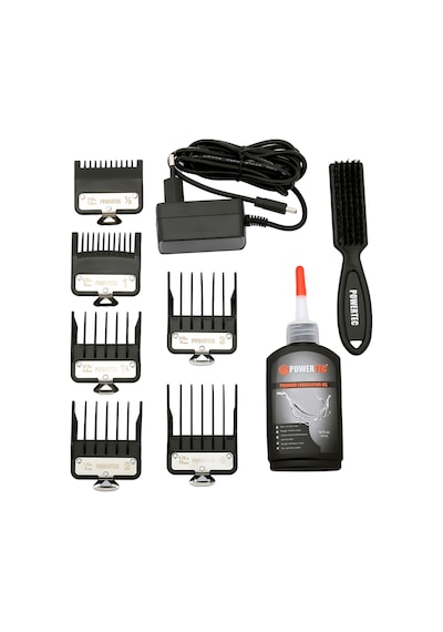 Powertec TR-4100 & TR-2727 Profesyonel Tıraş Makinesi 2'li Set Erkek Bakım Seti Makas Hediyeli 4 Saat Siyah