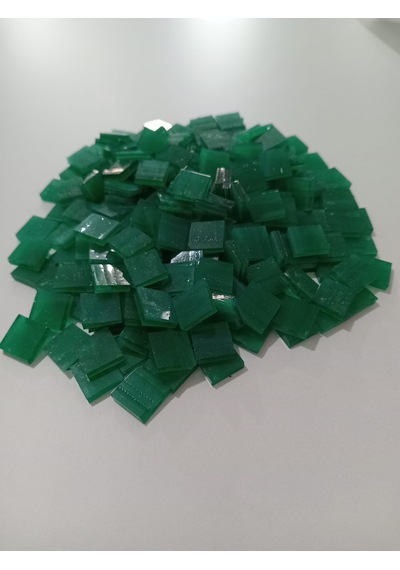 Koyu Yeşil Kare Vitray Cam Mozaik Taşı - Sanatsal Mozaik İçin Yaklaşık 10 X 10 Mm