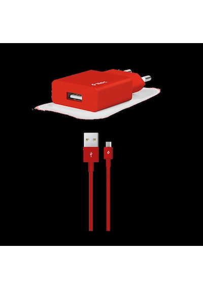 2SCS20MK ttec SmartCharger Seyahat Şarj Aleti 2.1A + Micro USB Kablo Kırmızı