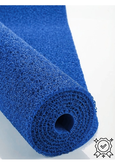 Beylini 12 Mm Kıvırcık Paspas İç Dış Mekan Pvc Zemin Halısı Kapı Girişi Banyo Duş Apartman Havuz Ve İş Yeri Mavi
