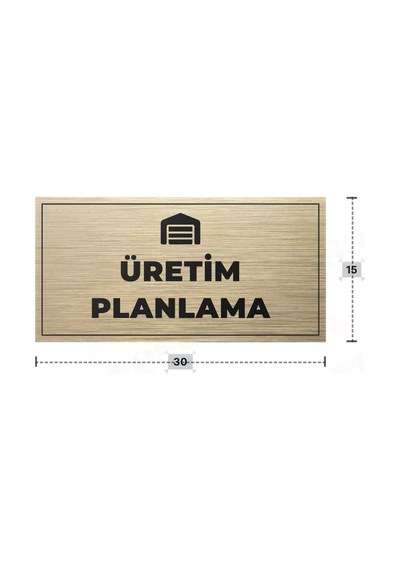 Üretım Planlama Yazılı - Metal - Gold Renk - Kapı İsimliği - 30x15 Cm