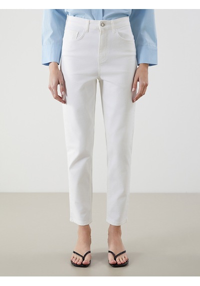 Lcw Jeans Beyaz Mom Fit Kadın Jean Pantolon