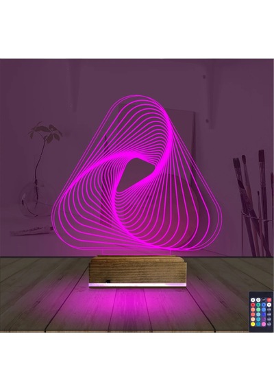 Luvivia Geometrik Dekoratif 3d Lamba - Masa Gece Lambası V8 Şeffaf