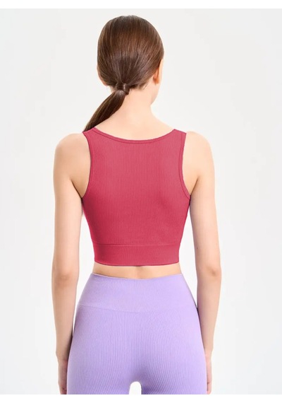 Mistirik Florio Model Seamless Örme Kumaş Sıkılaştırıcı Bluz Biker Crop Model Bordo Renk Bordo