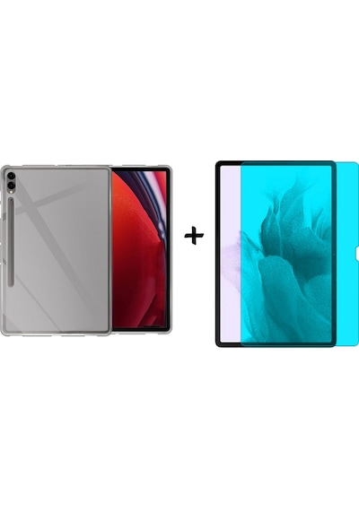 Forzacase Samsung Galaxy Uyumlu Tab S7+ Plus 12.4 İnch İçin Silikon Kılıf + Nano Esnek Ekran Koruyucu Fc013 Şeffaf