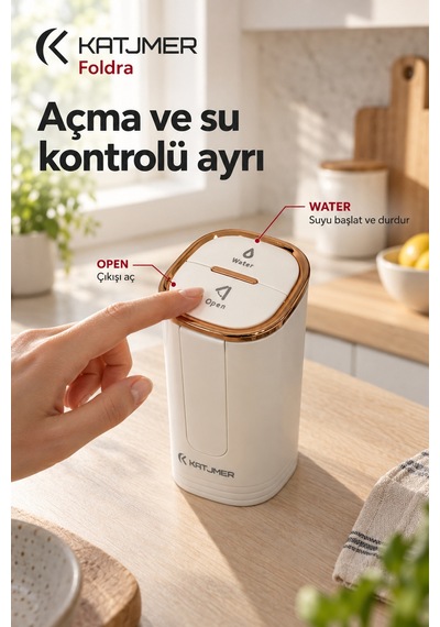Kj/fd-001 Foldra Şarjlı Damacana Su Pompası, Katlanabilir, Tek Tuş, Usb Şarjlı, 1,4 L/dk - Beyaz