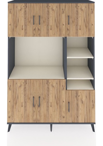 Hyperion Dolap 10 Raflı 6 Kapaklı 132x44x195 Antrasit-çam/aytaşı Antrasit