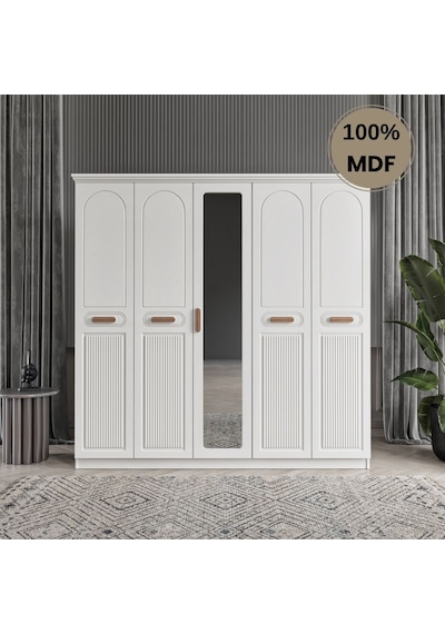 Pera 5 Kapak Mdf Gardırop Beyaz