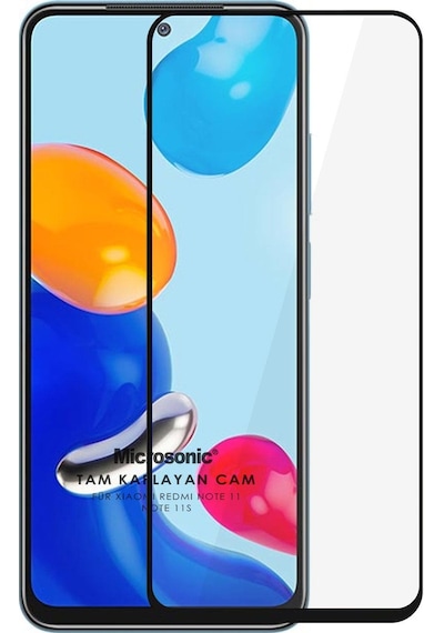 Microsonic Xiaomi Redmi Note 11 Tam Kaplayan Temperli Cam Ekran Koruyucu Siyah