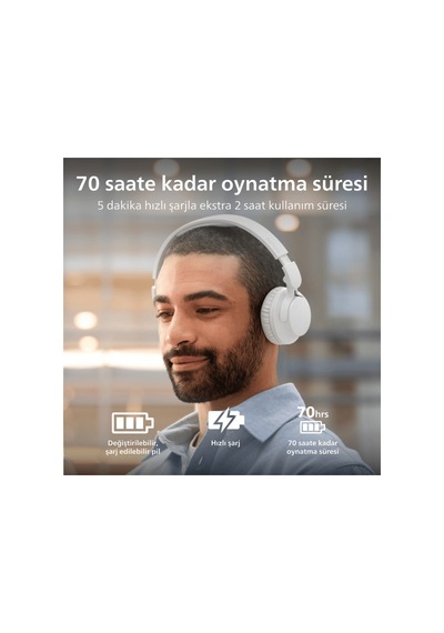 Philips TAH4000WT Bluetooth 6.0 Kablosuz Kulak Üstü Kulaklık
