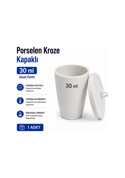 Porselen Kroze Kapaklı Uzun Form 30 ML 1 Adet