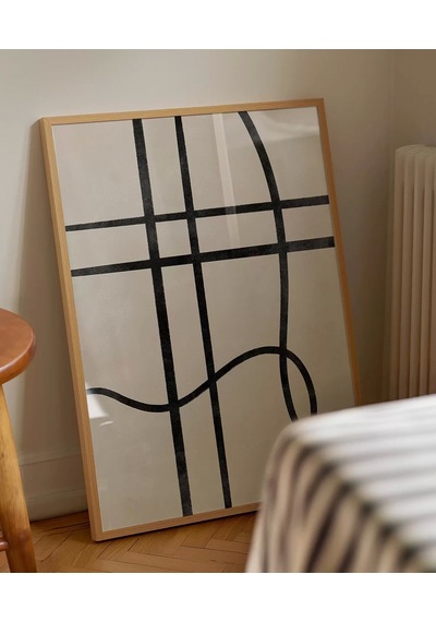 Çerçevesiz Poster Soyut Geometrik Hatlar Minimalist