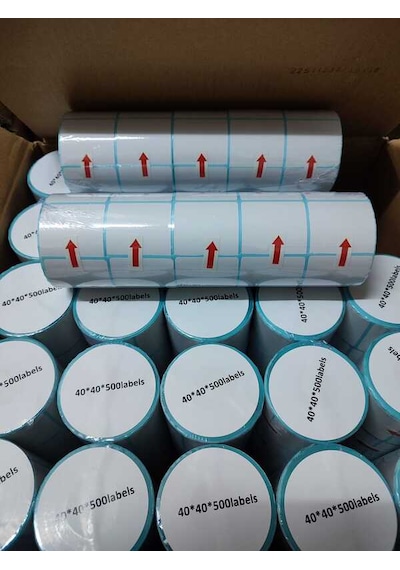 Barkod Etiket Sticker 40x40 Mm Lamine Termal Etiket 1 Rulo 500 Tam Adet 1
