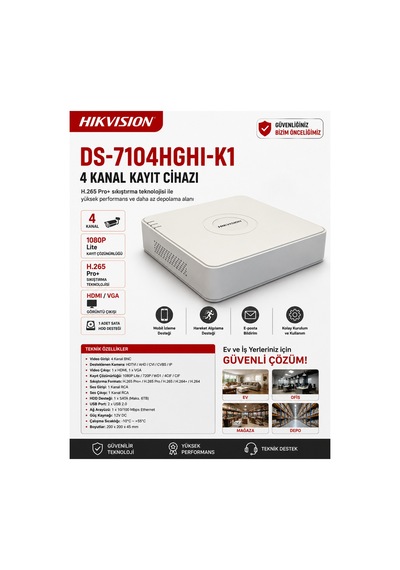 Ds-7104hqhı-k1 Full Hd 4 Kanal Dvr Kayıt Cihazı - 892093536