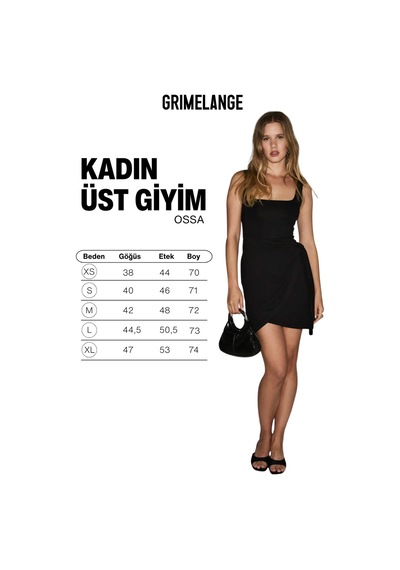 Grımelange Ossa Kadın Yumuşak Ve Esnek Kumaşlı Bağlamalı Çift Katlı Midi Siyah Elbise